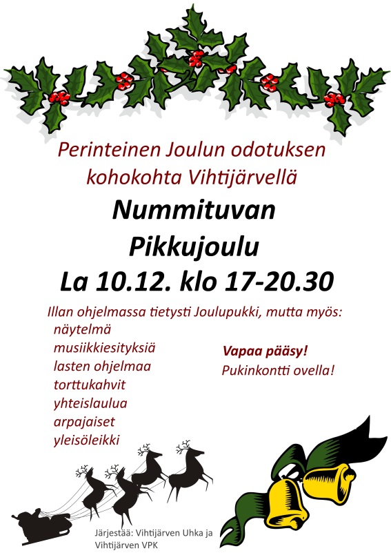 Vihtijärven pikkujoulu vietetään Nummituvalla 10.12.2016