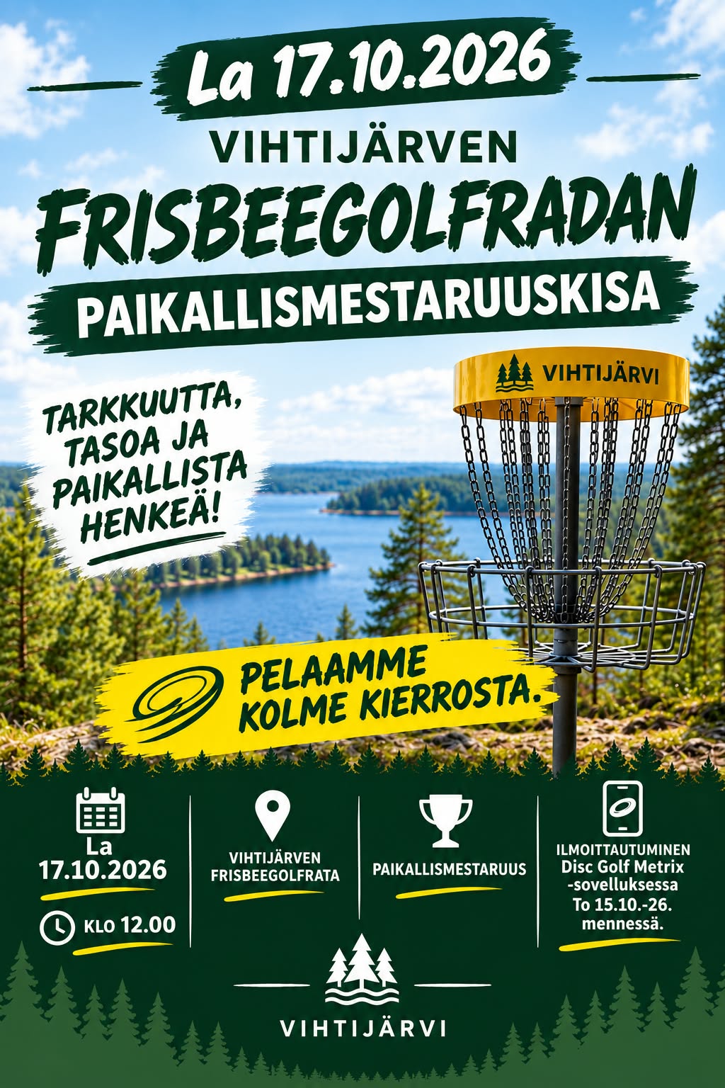 Vihtijärven Frisbeegolfradan paikallismestaruuskisa la 17.10.2026